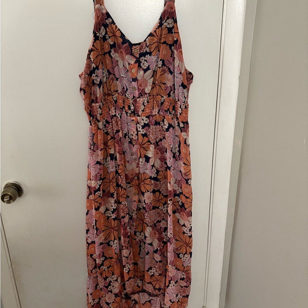 Floral Sleeveless Maxi Hi-Low Dress